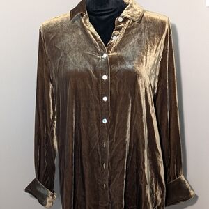 Faherty Stretch Silk Velvet Long Sleeve Button Down Shirt